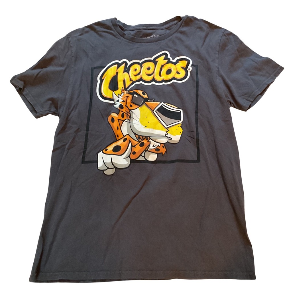 Cheetos Chester Cheetah‎ Graphic T-Shirt Gray Short Sleeve Cotton Tee Medium